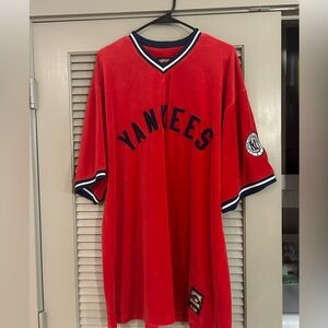 Yankees Red Velour Cooperstown Shirt (L/XL)